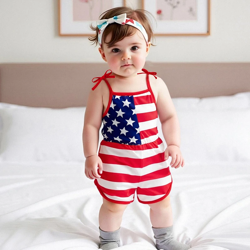 Kid Clothes Girl 4th of July Overalls Star Strap Tie Shoulder Shorts Jumpsuit Toddler Summer Clothes
Kid Clothes Girl 4th of July Overalls Star Strap Tie Shoulder Shorts Jumpsuit Toddler Summer Clothes