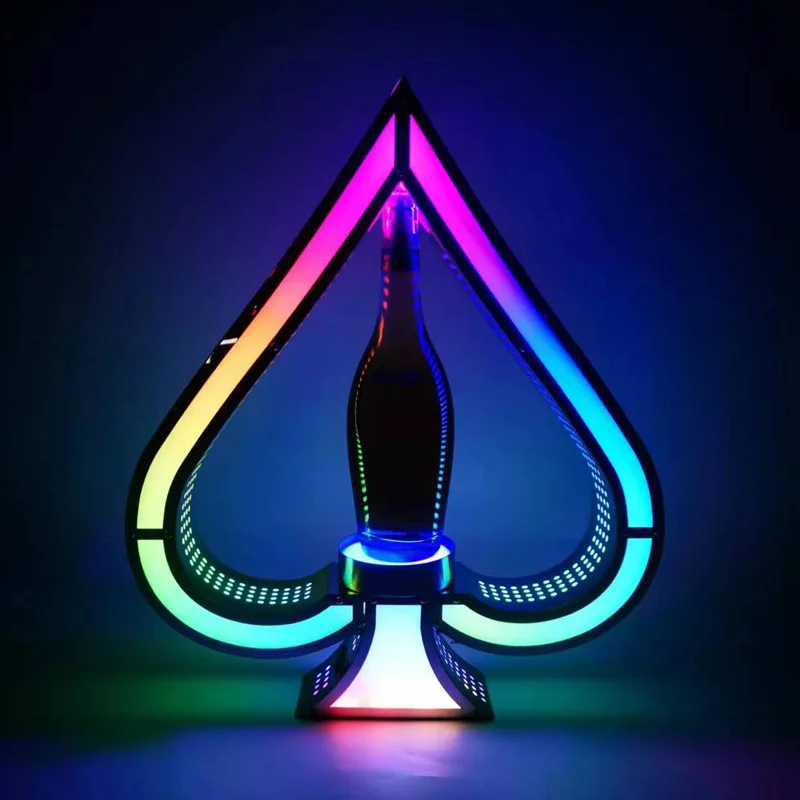 Luxury Led Luminous Spade A Block Stainless Steel Champagne Rack Bar Ktv Nightclub Display Rack Wine Set Custom Logo Hot Sale
Luxury Led Luminous Spade A Block Stainless Steel Champagne Rack Bar Ktv Nightclub Display Rack Wine Set Custom Logo Hot Sale