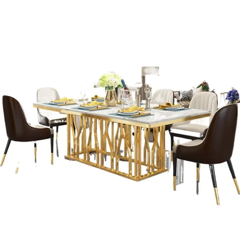 Dining set 6 chairs room furniture Stainless steel modern table set Golden luxury marble tabletop dining table
Dining set 6 chairs room furniture Stainless steel modern table set Golden luxury marble tabletop dining table