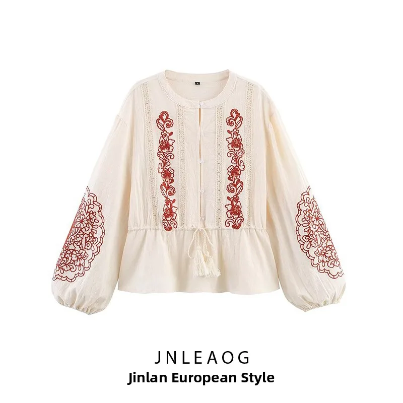 Женская повседневная блузка JNLEAOG с вышивкой и декоративным поясом, осенняя новинка, из полиэстера, с длинным рукавом и круглым вырезом
Женская повседневная блузка JNLEAOG с вышивкой и декоративным поясом, осенняя новинка, из полиэстера, с длинным рукавом и круглым вырезом