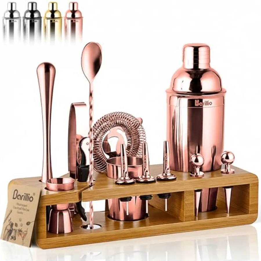 Rose Gold Bartender Kit - Stainless-Steel Cocktail Shaker Set w/Bamboo Stand - Mixology Bar Tools w/Drink Shaker Mixer and Mudd
Rose Gold Bartender Kit - Stainless-Steel Cocktail Shaker Set w/Bamboo Stand - Mixology Bar Tools w/Drink Shaker Mixer and Mudd