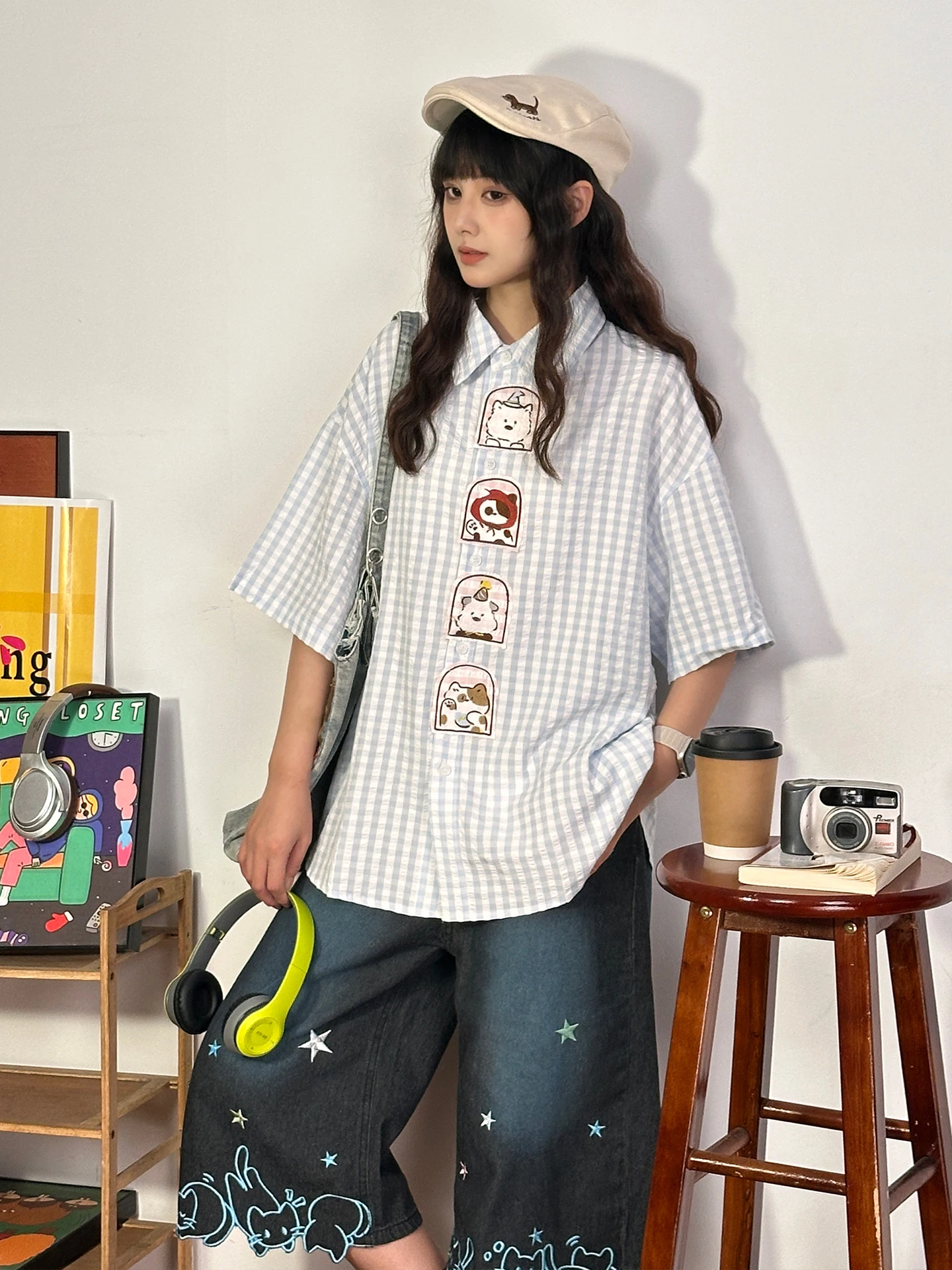 Casual Loose Women's Short Sleeve Shirt Embroidered Plaid Retro Cartoon Street Style Breathable Polyester Cotton Blend Summer...
Casual Loose Women's Short Sleeve Shirt Embroidered Plaid Retro Cartoon Street Style Breathable Polyester Cotton Blend Summer...