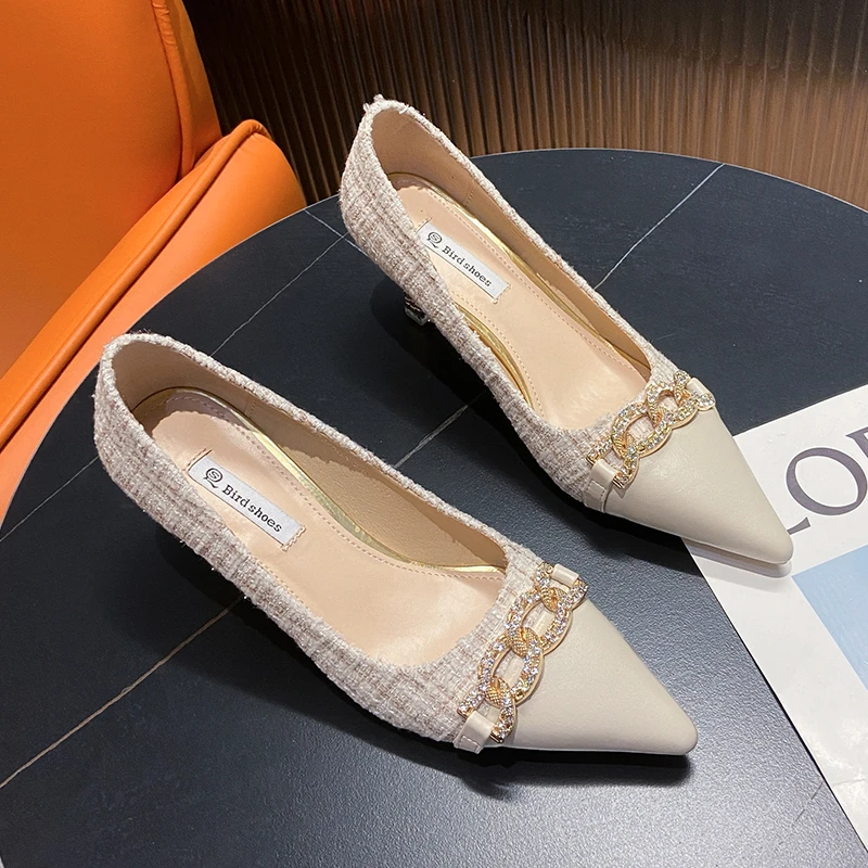 Women Pumps Mid Heels Chains Ladies Shoes Shallow Solid Woman Shoe Concise Slip On Pointed Toe Female Footwear Fashion 2022
Women Pumps Mid Heels Chains Ladies Shoes Shallow Solid Woman Shoe Concise Slip On Pointed Toe Female Footwear Fashion 2022