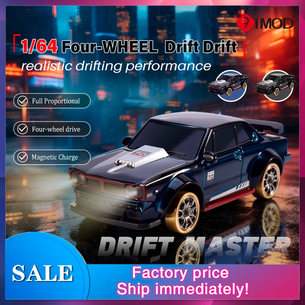 9IMOD 1/64 RC Drift Car 2.4G 4WD Full Proportional Remote Control Car with Gyro LED Lights Magnetic Charging High Low Speed
9IMOD 1/64 RC Drift Car 2.4G 4WD Full Proportional Remote Control Car with Gyro LED Lights Magnetic Charging High Low Speed