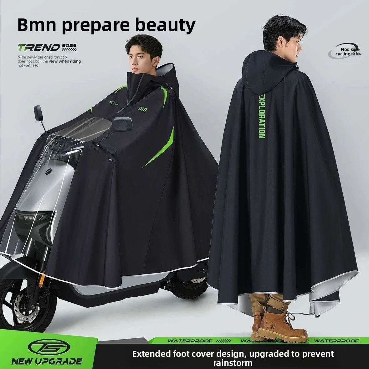 Hooded Waterproof Motorcycle Rain Poncho Full Body Electric Scooter Rain Extended Windproof Reflective Raincoat for Bike Riding
Hooded Waterproof Motorcycle Rain Poncho Full Body Electric Scooter Rain Extended Windproof Reflective Raincoat for Bike Riding