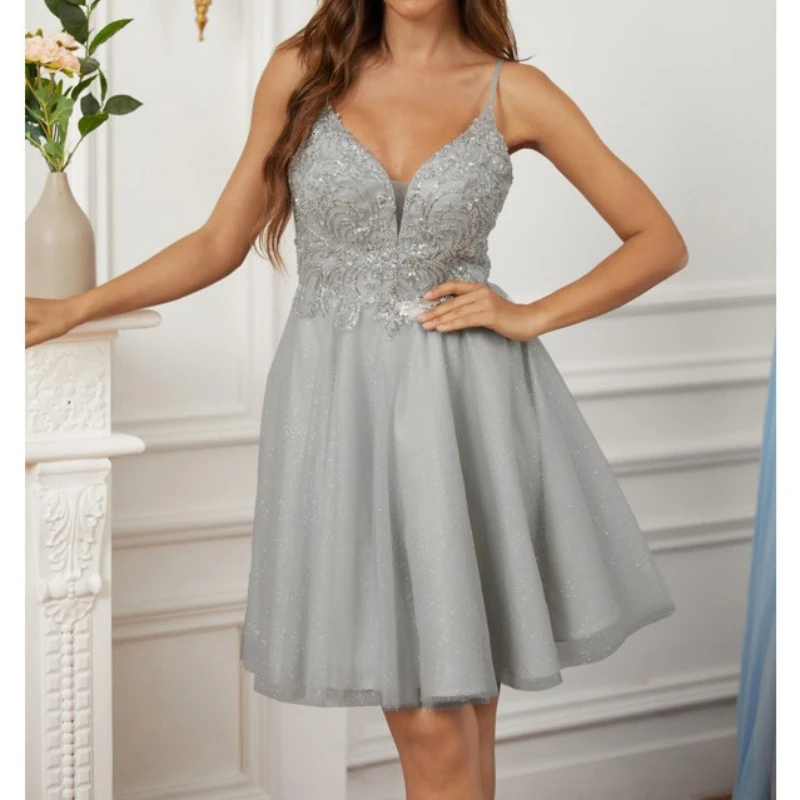 Ashely Alsa New Short Grey Homecoming Desses V Neck Ball Mini Sexy Cocktail Party Dress Girls Graduation Prom Gown Vestido AA450
Ashely Alsa New Short Grey Homecoming Desses V Neck Ball Mini Sexy Cocktail Party Dress Girls Graduation Prom Gown Vestido AA450