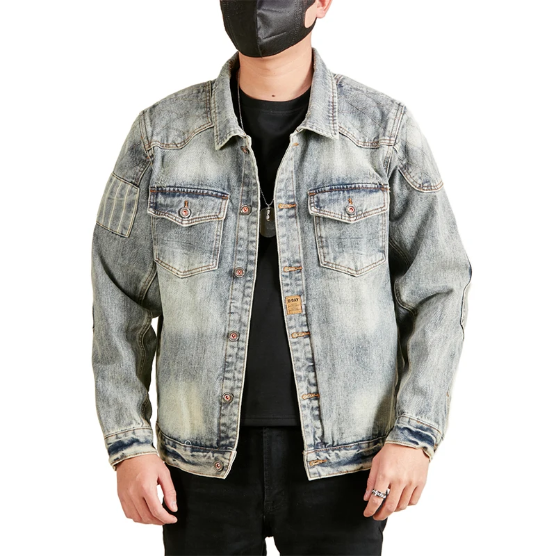 Men's American Streetwear Vintage Fashion Loose Casual Washed Old Denim Cargo Jacket Man Cowboy Rock Spring Autumn Coat
Men's American Streetwear Vintage Fashion Loose Casual Washed Old Denim Cargo Jacket Man Cowboy Rock Spring Autumn Coat
