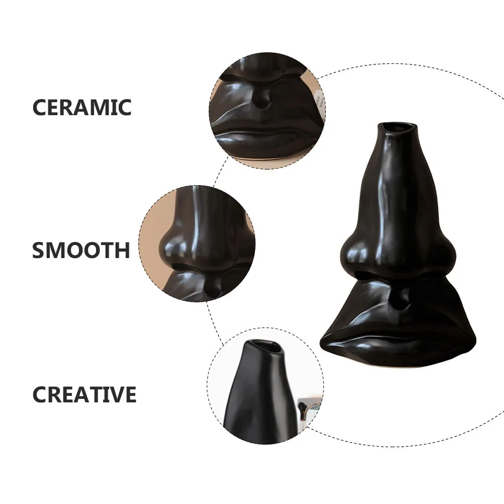 Big Nose Ceramic Flower Vase Abstract Design Creative Desktop Flower Holder Decorative Vase Ornament for Home Office 
Big Nose Ceramic Flower Vase Abstract Design Creative Desktop Flower Holder Decorative Vase Ornament for Home Office