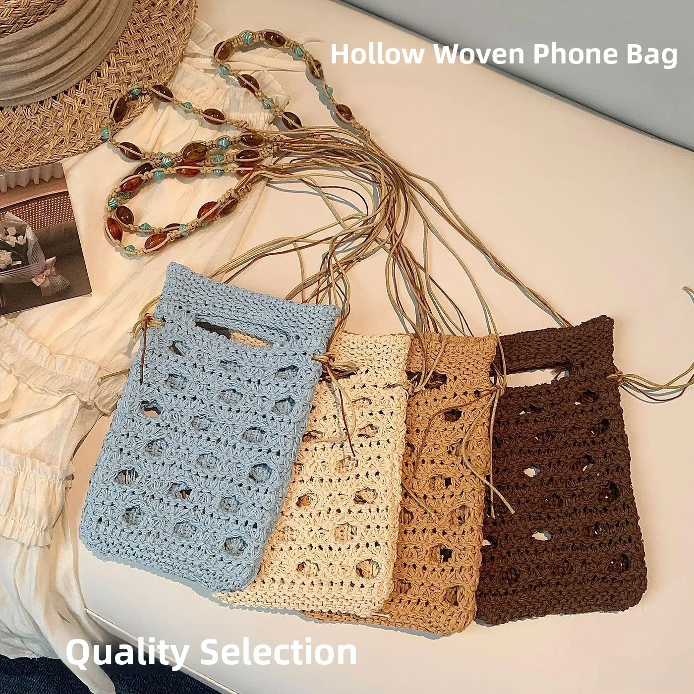 2026 Hand Crocheted Hollow out Mobile Phone Bag Women's Vacation Style Storage Woven Single Shoulder Bag Travel Crossbody Bag
2026 Hand Crocheted Hollow out Mobile Phone Bag Women's Vacation Style Storage Woven Single Shoulder Bag Travel Crossbody Bag
