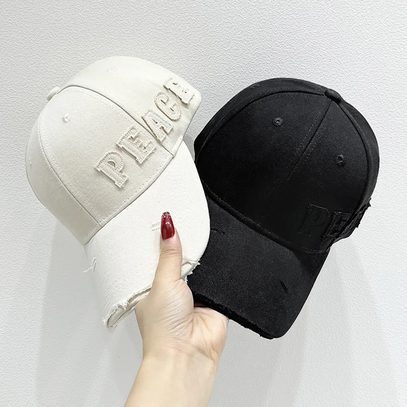 Korean version of autumn ripped baseball cap men's new side English sticker hard top cap women's casual sun hat
Korean version of autumn ripped baseball cap men's new side English sticker hard top cap women's casual sun hat