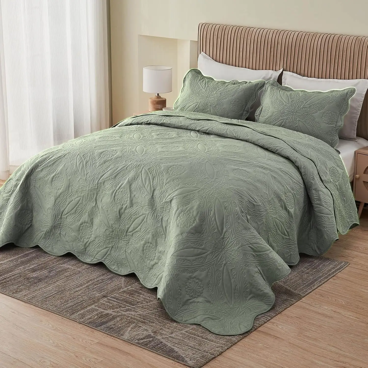 Oversized King Bedspreads 128x120 for Extra Wide Tall or Cal King Beds, Ultrasonic Quilted Coverlet Set with 3 Pieces in Sage
Oversized King Bedspreads 128x120 for Extra Wide Tall or Cal King Beds, Ultrasonic Quilted Coverlet Set with 3 Pieces in Sage