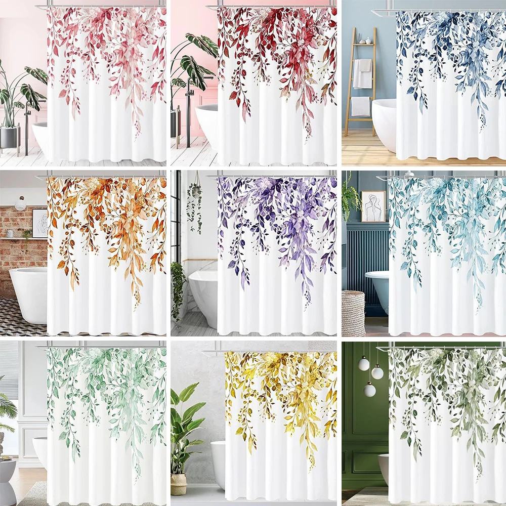 Bathroom Shower Curtain Waterproof Green Plant Leaf Pattern Washable Bathroom Shower Curtains with Flowers with Plastic Hooks
Bathroom Shower Curtain Waterproof Green Plant Leaf Pattern Washable Bathroom Shower Curtains with Flowers with Plastic Hooks