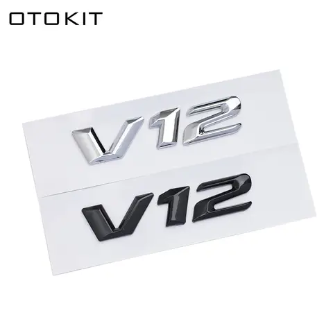 OTOKIT 3D ABS Chrome Letters Car Fender Badge Sticker V12 Emblem Logo For Mercedes Maybach S600 W222 S500 W140 CL600 M275 CLS63
