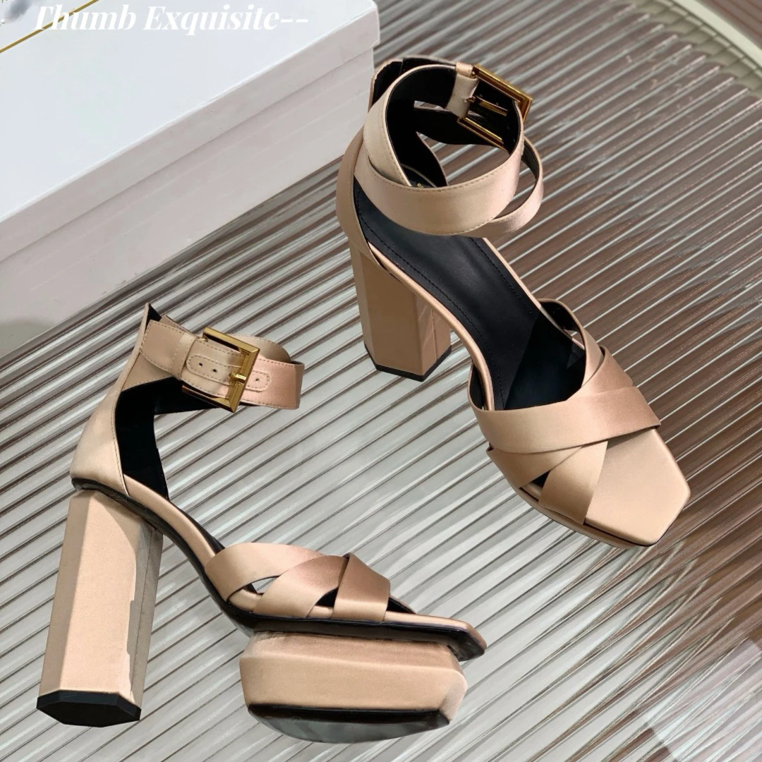 Summer Women's Thick Sole Sandals Satin Open Toe High Heels Multi functional Sexy Super High Heels Party Banquet Women's Shoes
Summer Women's Thick Sole Sandals Satin Open Toe High Heels Multi functional Sexy Super High Heels Party Banquet Women's Shoes