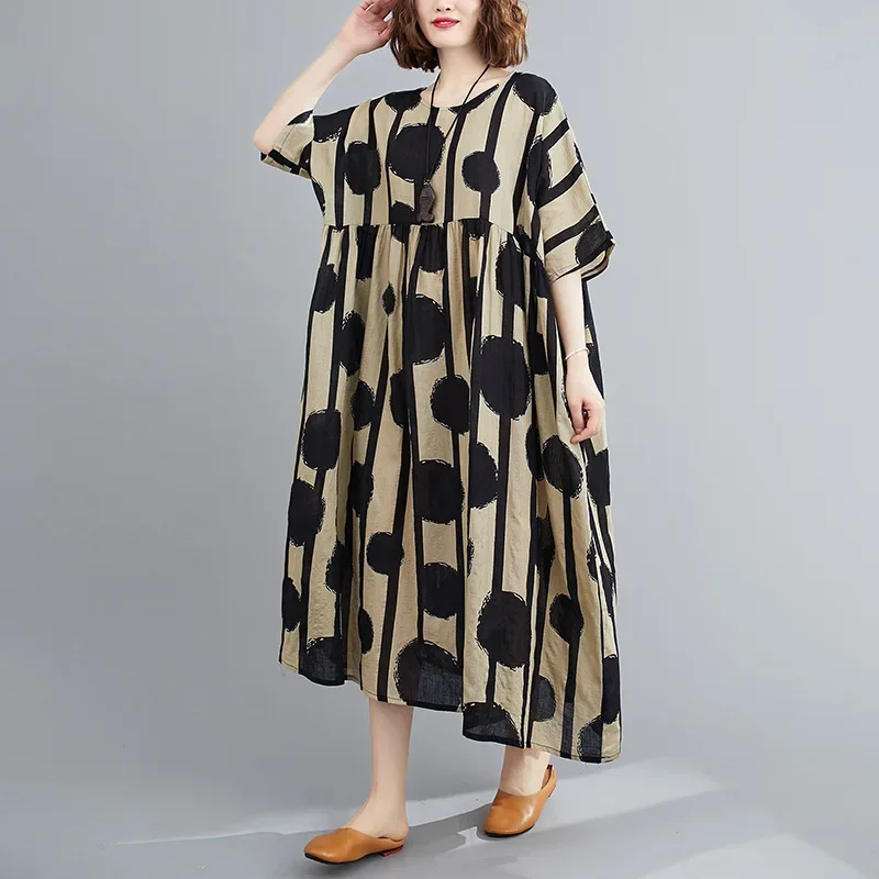 2024 Summer New Casual Wave Point Print Loose Dresses For Women Korean All Match O-neck Short Sleeve Pockets Dress
2024 Summer New Casual Wave Point Print Loose Dresses For Women Korean All Match O-neck Short Sleeve Pockets Dress