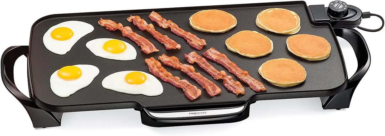 22-Inch Electric Griddle with Removable Handles, Nonstick Ceramic, Adjustable Temperature & Cool-Touch, Black
22-Inch Electric Griddle with Removable Handles, Nonstick Ceramic, Adjustable Temperature & Cool-Touch, Black