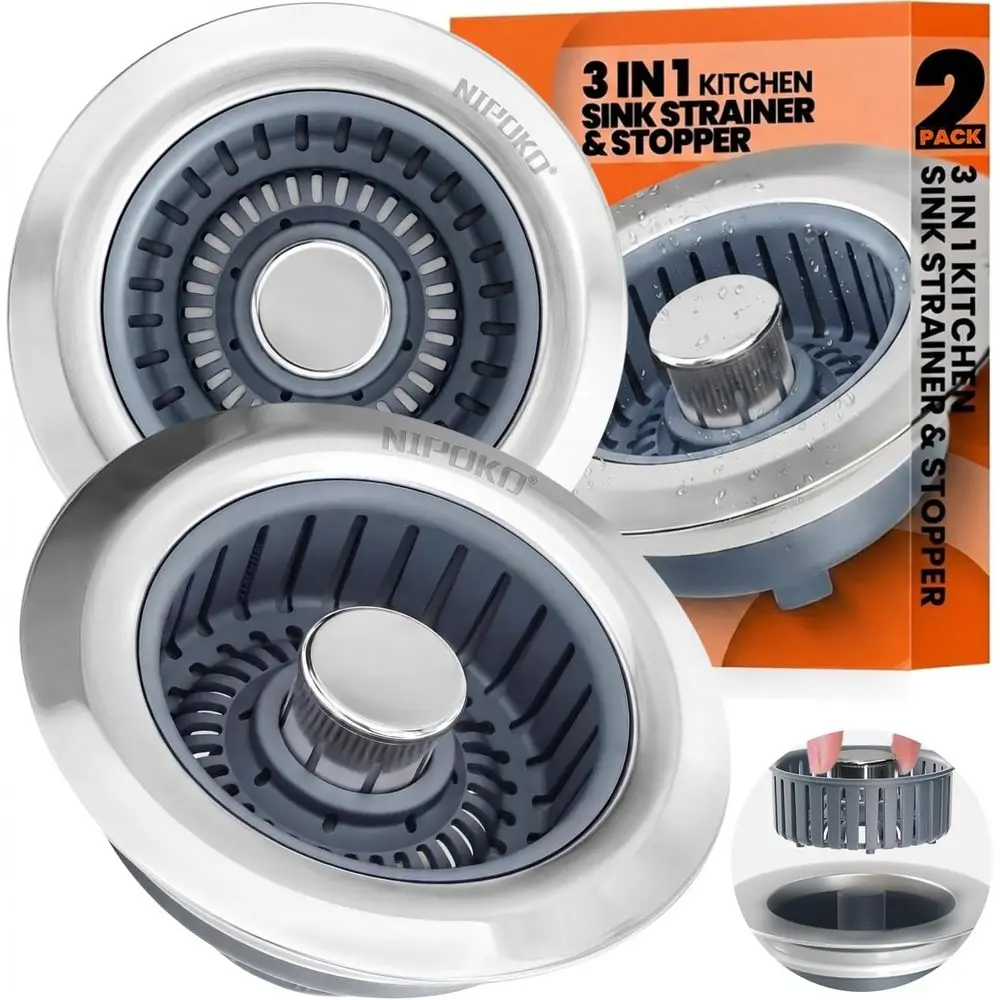 3-in-1 Stainless Steel Sink Drainer with Deep Basket and Odor Seal for 3-1/2 Inch Sink
3-in-1 Stainless Steel Sink Drainer with Deep Basket and Odor Seal for 3-1/2 Inch Sink
