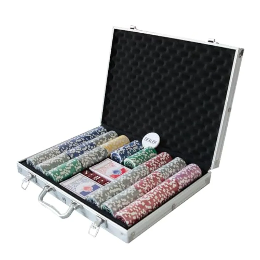 500 Clay Composite Poker Chips Set with Aluminum Case Two Decks of Playing Cards Dealer and Blind Buttonand5 Dices for Poker Te
500 Clay Composite Poker Chips Set with Aluminum Case Two Decks of Playing Cards Dealer and Blind Buttonand5 Dices for Poker Te