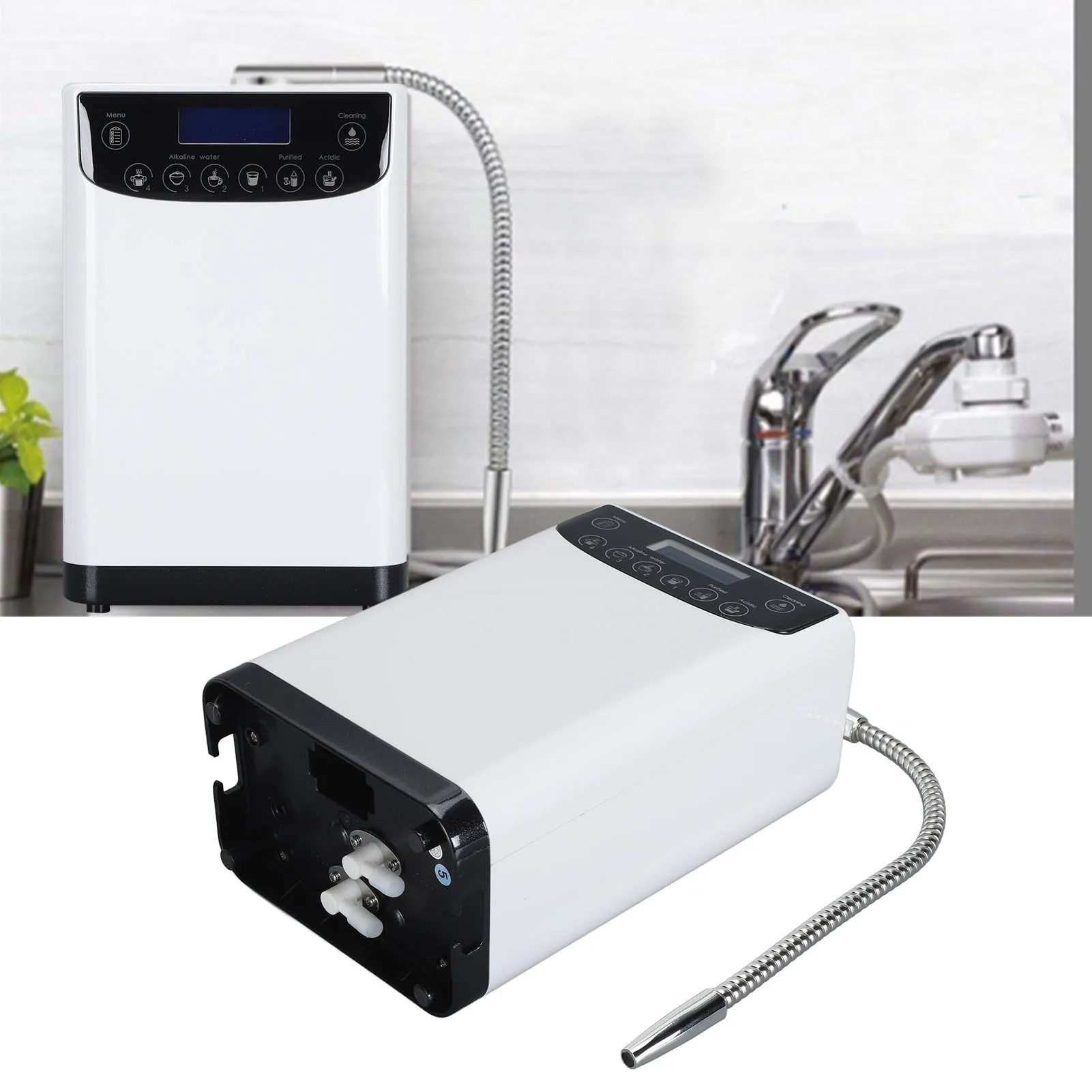 Машина для производства щелочной воды, богатая водородом, белый светодиодный дисплей, сенсорное управление, автоматическая очистка, ионизатор щелочной воды с голосовой подсказкой 
Машина для производства щелочной воды, богатая водородом, белый светодиодный дисплей, сенсорное управление, автоматическая очистка, ионизатор щелочной воды с голосовой подсказкой