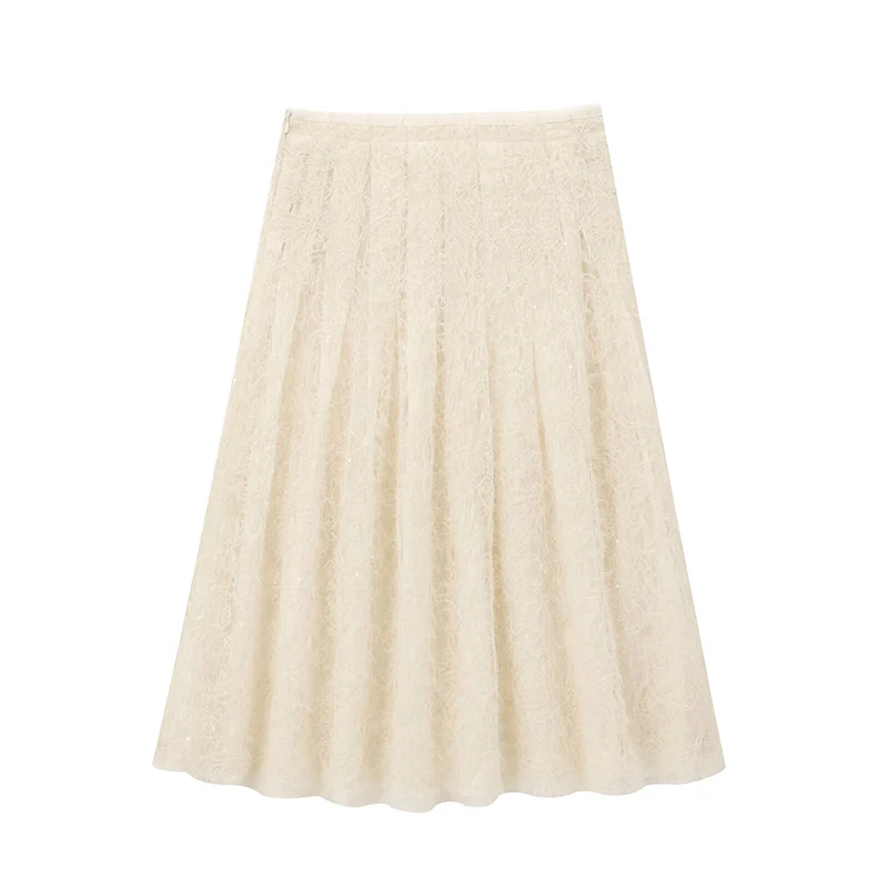 YENKYE Women Semi-sheer Embroidered Sequin Skirt Vintage High Waist Pleated A-line Midi Skirts Faldas Mujer
YENKYE Women Semi-sheer Embroidered Sequin Skirt Vintage High Waist Pleated A-line Midi Skirts Faldas Mujer