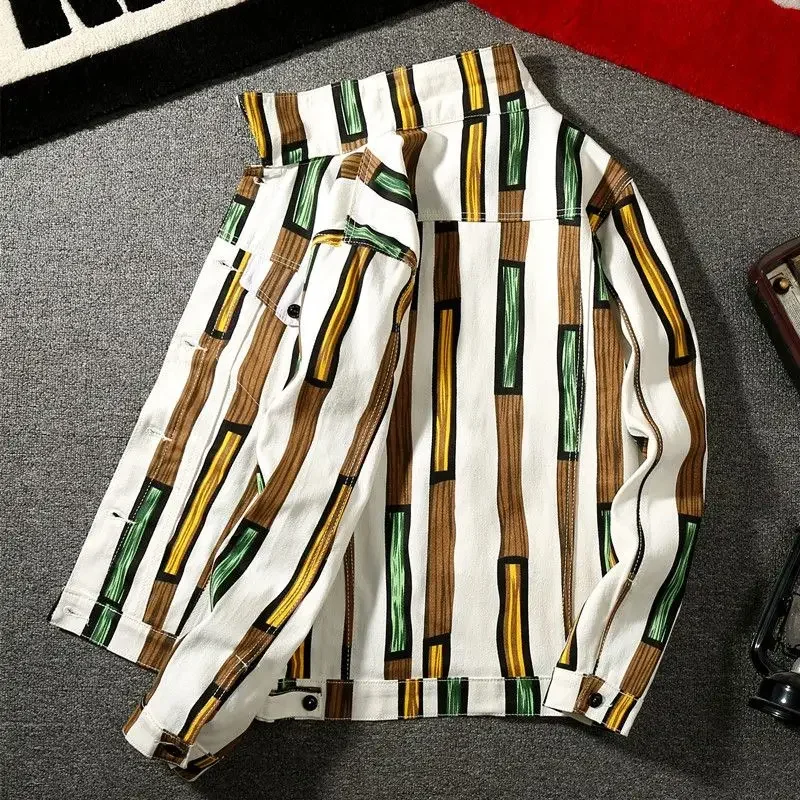 Male Jean Coats Autumn Striped Yellow with Print Men's Denim Jacket Y2k Vintage Branded G Winter Outerwear Designer Joker Korea
Male Jean Coats Autumn Striped Yellow with Print Men's Denim Jacket Y2k Vintage Branded G Winter Outerwear Designer Joker Korea