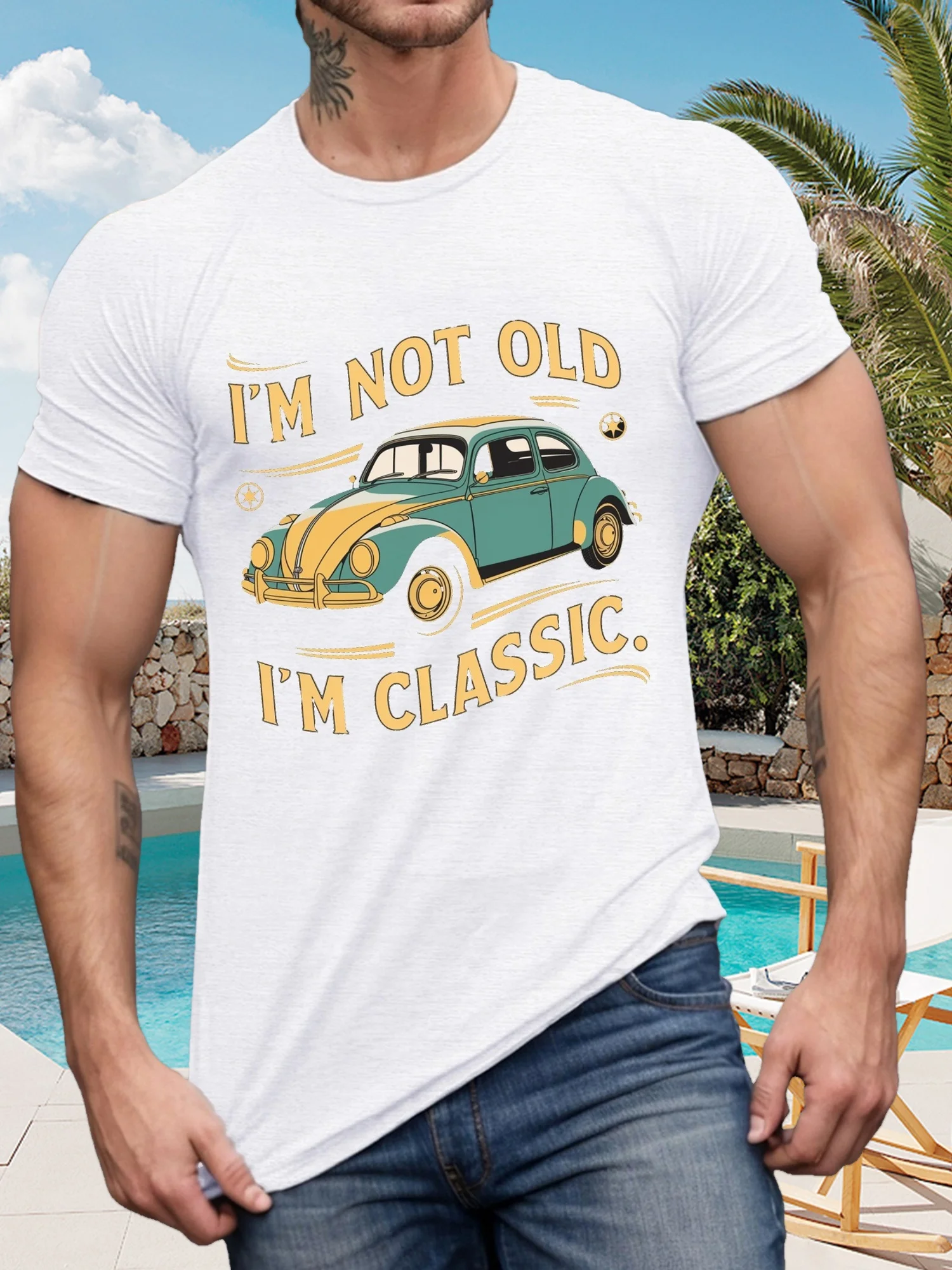 Men's Classic Car Print T-Shirt - Casual Short Sleeve, Breathable Polyester, Machine Washable - Perfect for Summer
Men's Classic Car Print T-Shirt - Casual Short Sleeve, Breathable Polyester, Machine Washable - Perfect for Summer