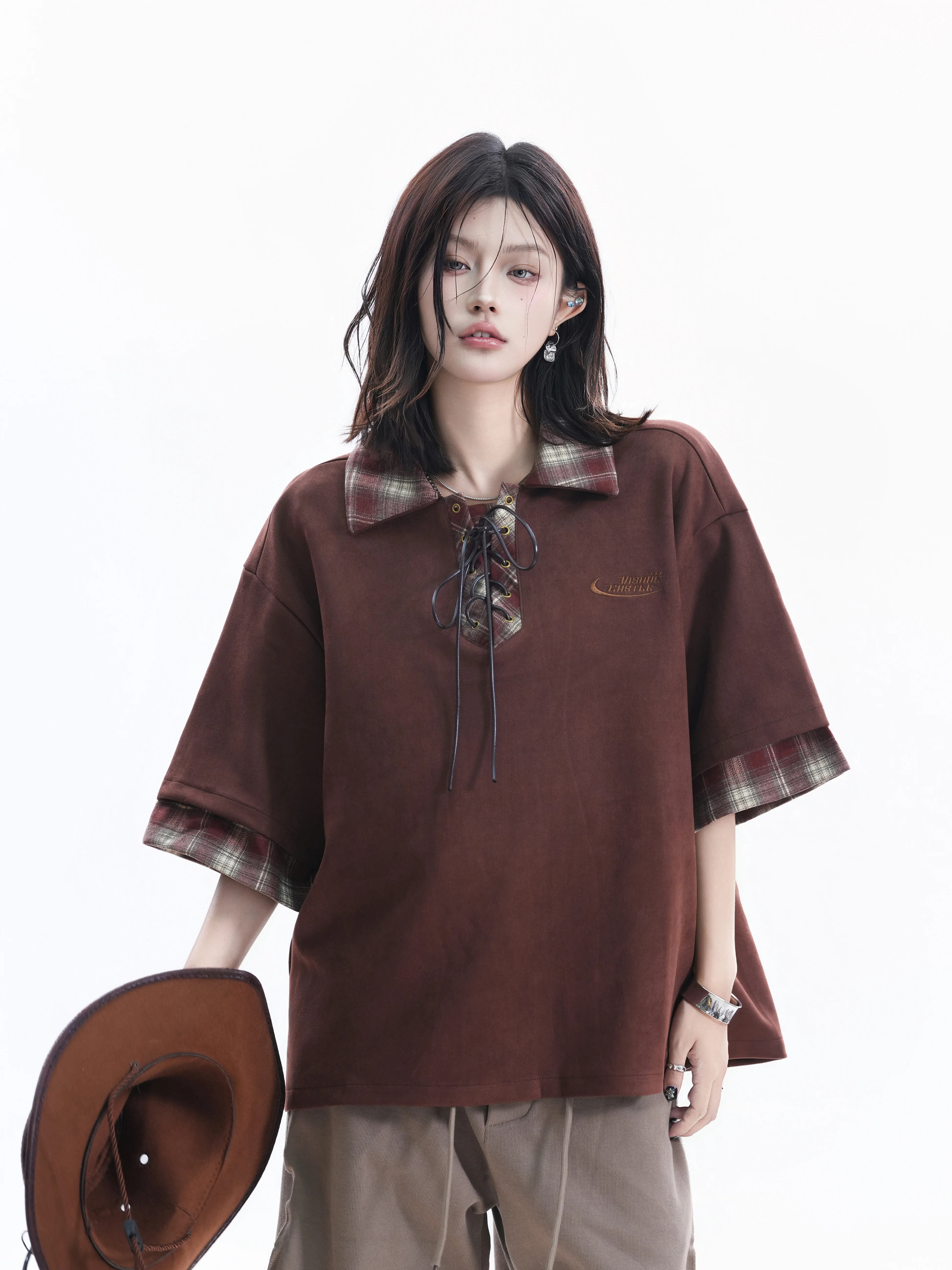 Retro American Plaid Splicing Knot Shirt Women Summer Slimming Mural Neutral Short Sleeve Shirt Loose Fit Contrast Color...
Retro American Plaid Splicing Knot Shirt Women Summer Slimming Mural Neutral Short Sleeve Shirt Loose Fit Contrast Color...