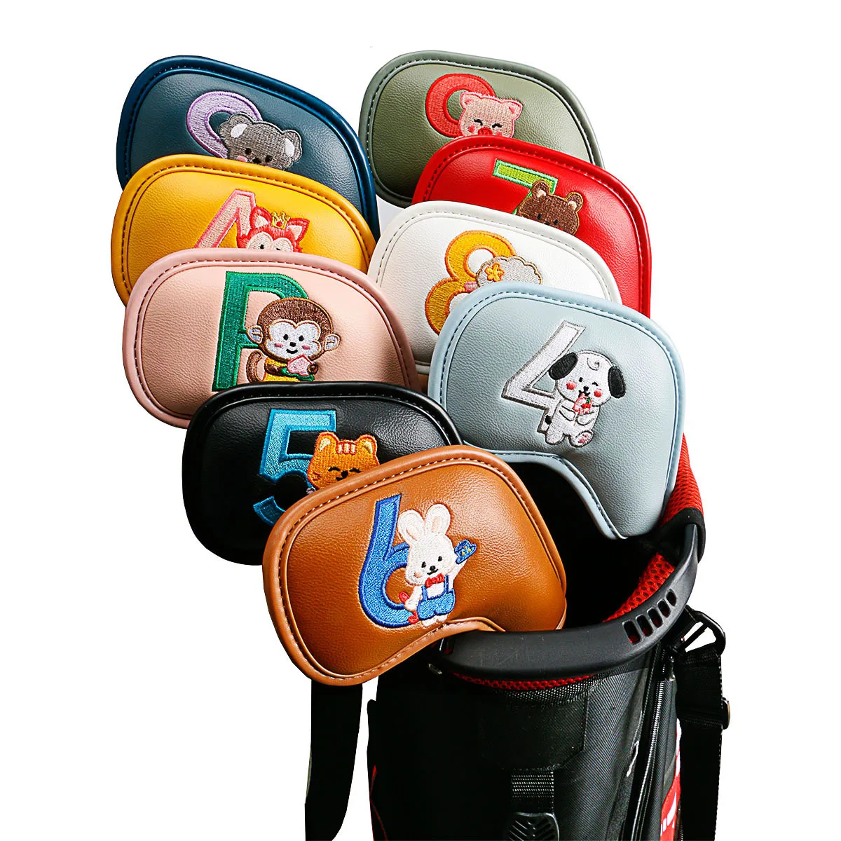 9 Pcs 16*9cm Golf Club Head Cover PU Leather Digital Embroidery Cartoon Pattern Durable Golf Iron Headcover Golf Accessories
9 Pcs 16*9cm Golf Club Head Cover PU Leather Digital Embroidery Cartoon Pattern Durable Golf Iron Headcover Golf Accessories