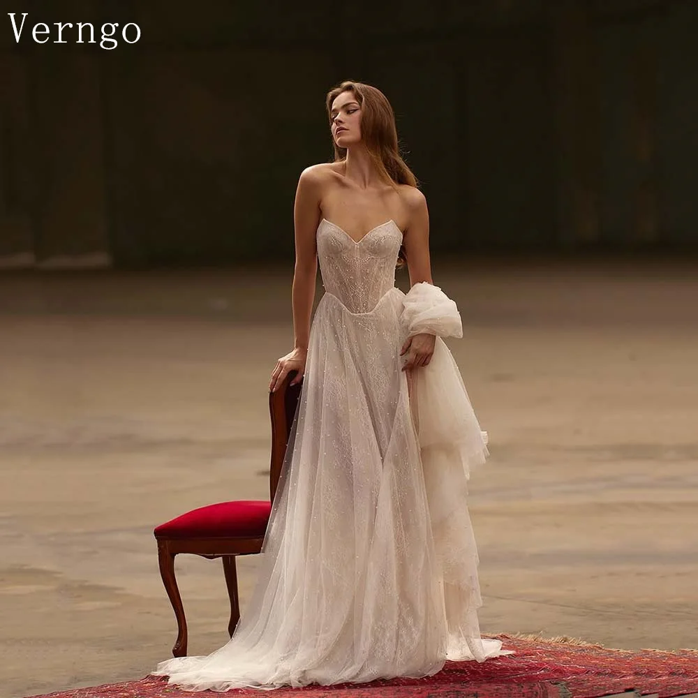 Verngo Lace Sequined Shiny Wedding Dress Sweetheart Elegant Sexy Split Bridal Gowns Sweap Train Classy Bride Dress Customized
Verngo Lace Sequined Shiny Wedding Dress Sweetheart Elegant Sexy Split Bridal Gowns Sweap Train Classy Bride Dress Customized
