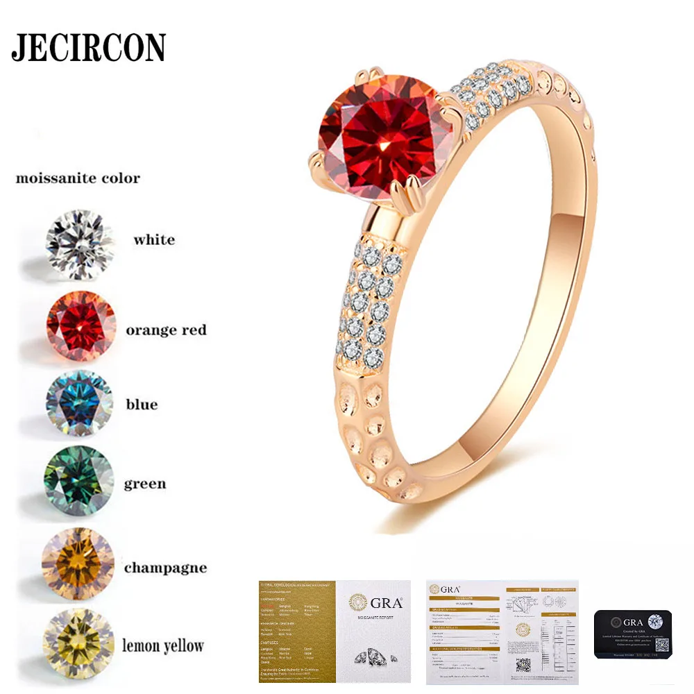 JECIRCON 1 Carat Colored Moissanite Diamond Ring Fashionable Shiny Rose Gold Jewelry S925 Sterling Silver Four-claw Wedding Ring
JECIRCON 1 Carat Colored Moissanite Diamond Ring Fashionable Shiny Rose Gold Jewelry S925 Sterling Silver Four-claw Wedding Ring