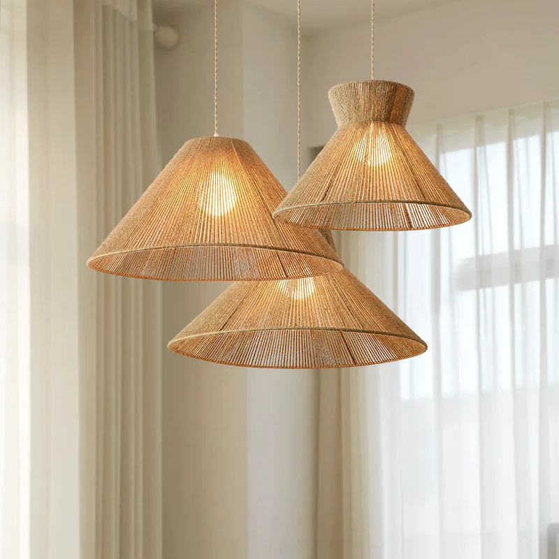 Japanese Retro Hemp Rope Chandelier Creative Rattan Woven Dining Table Lamp Living Room Wabi Sabi Style Rattan Lighting Fixture
Japanese Retro Hemp Rope Chandelier Creative Rattan Woven Dining Table Lamp Living Room Wabi Sabi Style Rattan Lighting Fixture