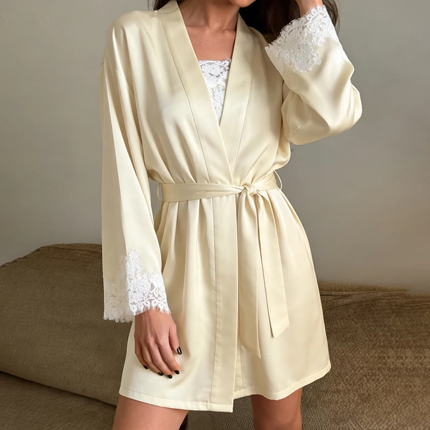 Hiloc Elegant Champagne Lace Nightgown Female Casual Loose Wrap Sleep Dress Home High Waist Bandage Robe Loungewear 2026 Summer
Hiloc Elegant Champagne Lace Nightgown Female Casual Loose Wrap Sleep Dress Home High Waist Bandage Robe Loungewear 2026 Summer