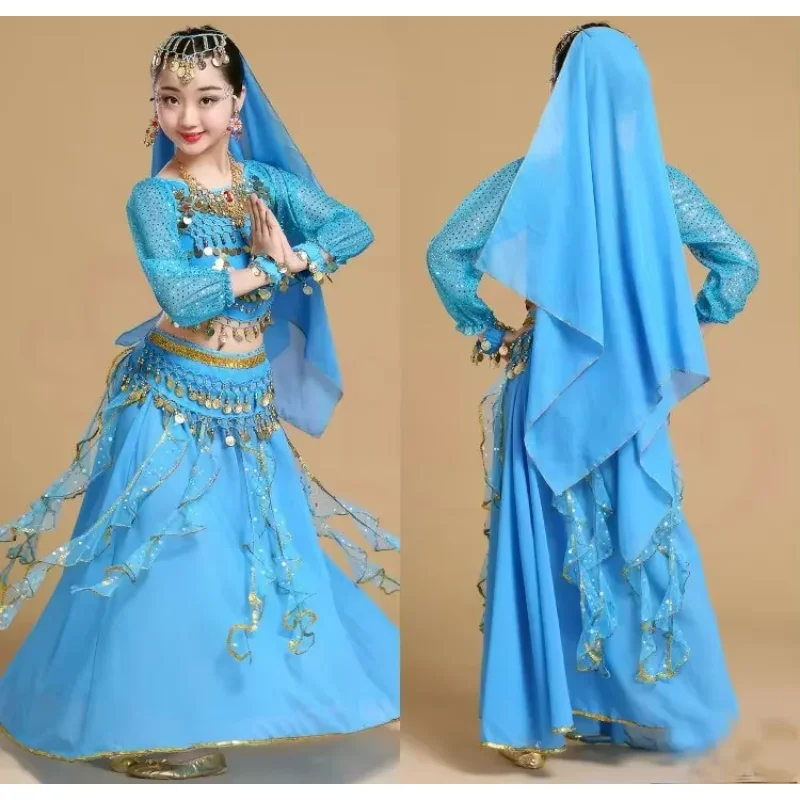 4pcs Set Long Sleeve Girl Belly Dance Costumes for Girls Indian Dance Dress Child Stage Dancing Clothing Kid Belly Suit
4pcs Set Long Sleeve Girl Belly Dance Costumes for Girls Indian Dance Dress Child Stage Dancing Clothing Kid Belly Suit
