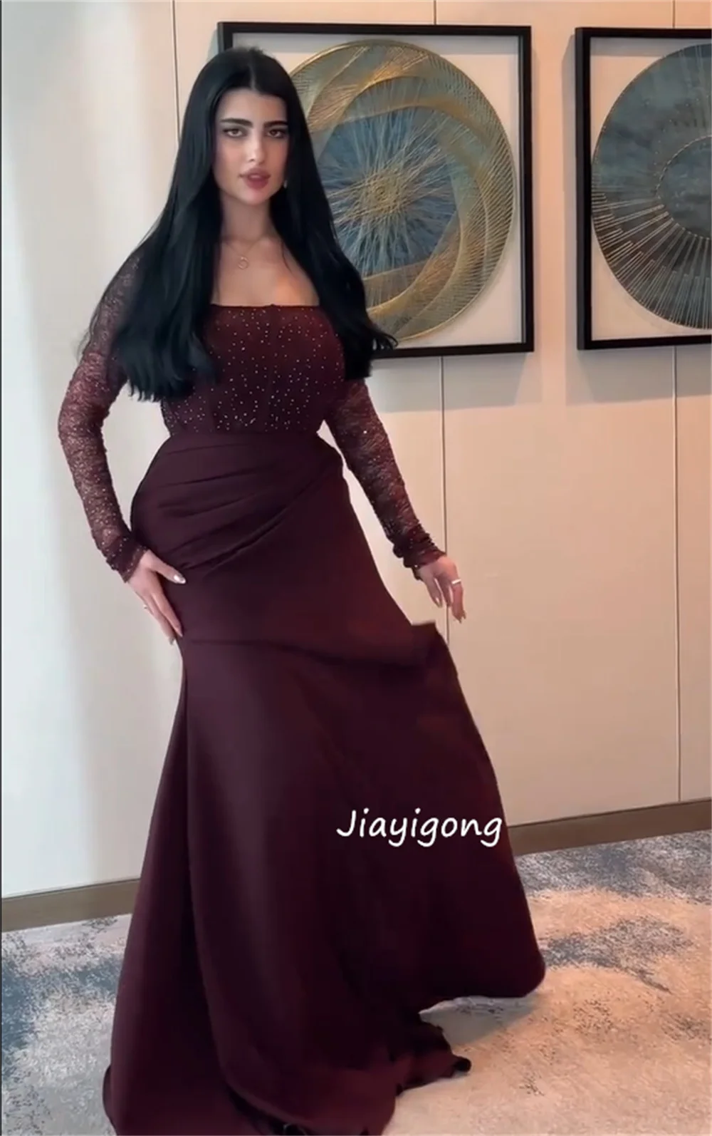 Customized Intricate Jersey Sequined Pleat Trumpet Square Neck Long Bespoke Occasion Prom Dresses Chinese Style
Customized Intricate Jersey Sequined Pleat Trumpet Square Neck Long Bespoke Occasion Prom Dresses Chinese Style