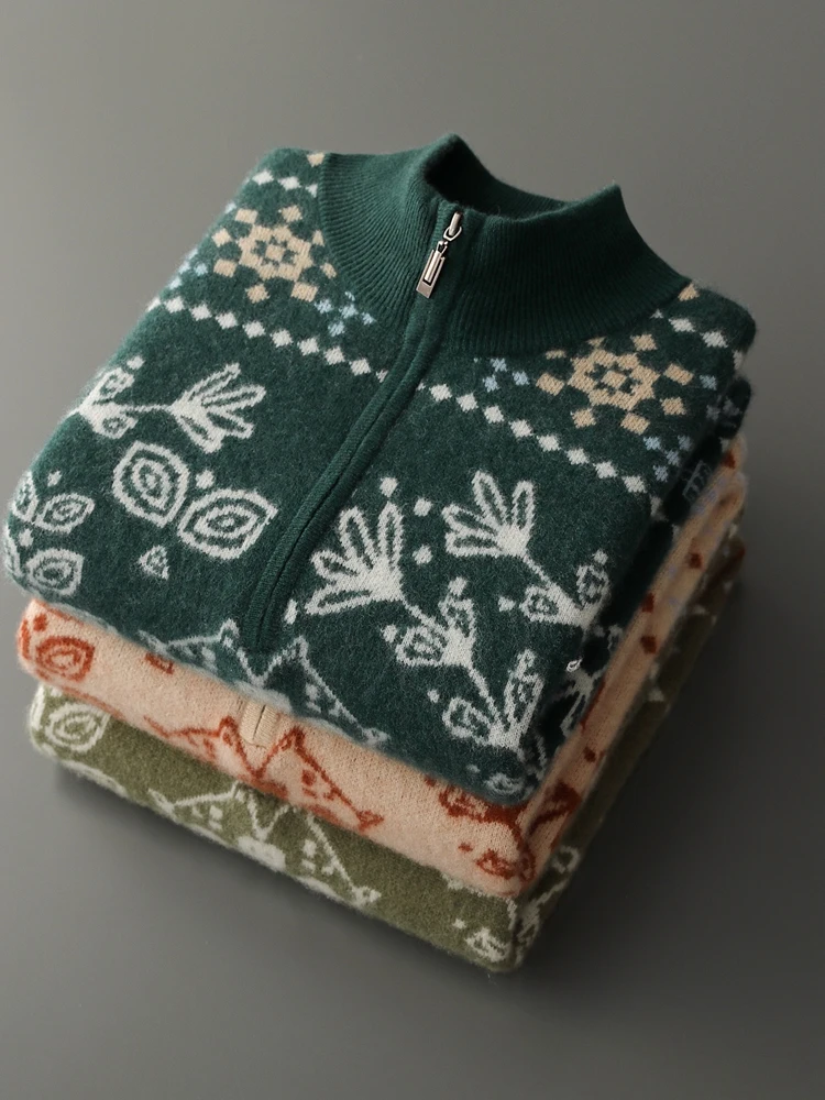 High Quality Men's Vintage Jacquard Warm Soft Christmas-Themed Sweater 100% Cashmere Pullover Autumn Winter Comfort Clothing Top
High Quality Men's Vintage Jacquard Warm Soft Christmas-Themed Sweater 100% Cashmere Pullover Autumn Winter Comfort Clothing Top