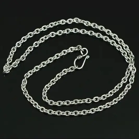 925 sterling silver vintage Thai silver necklace for men and women Fashion oval bare chain with chain, collarbone chain, versati
925 sterling silver vintage Thai silver necklace for men and women Fashion oval bare chain with chain, collarbone chain, versati
