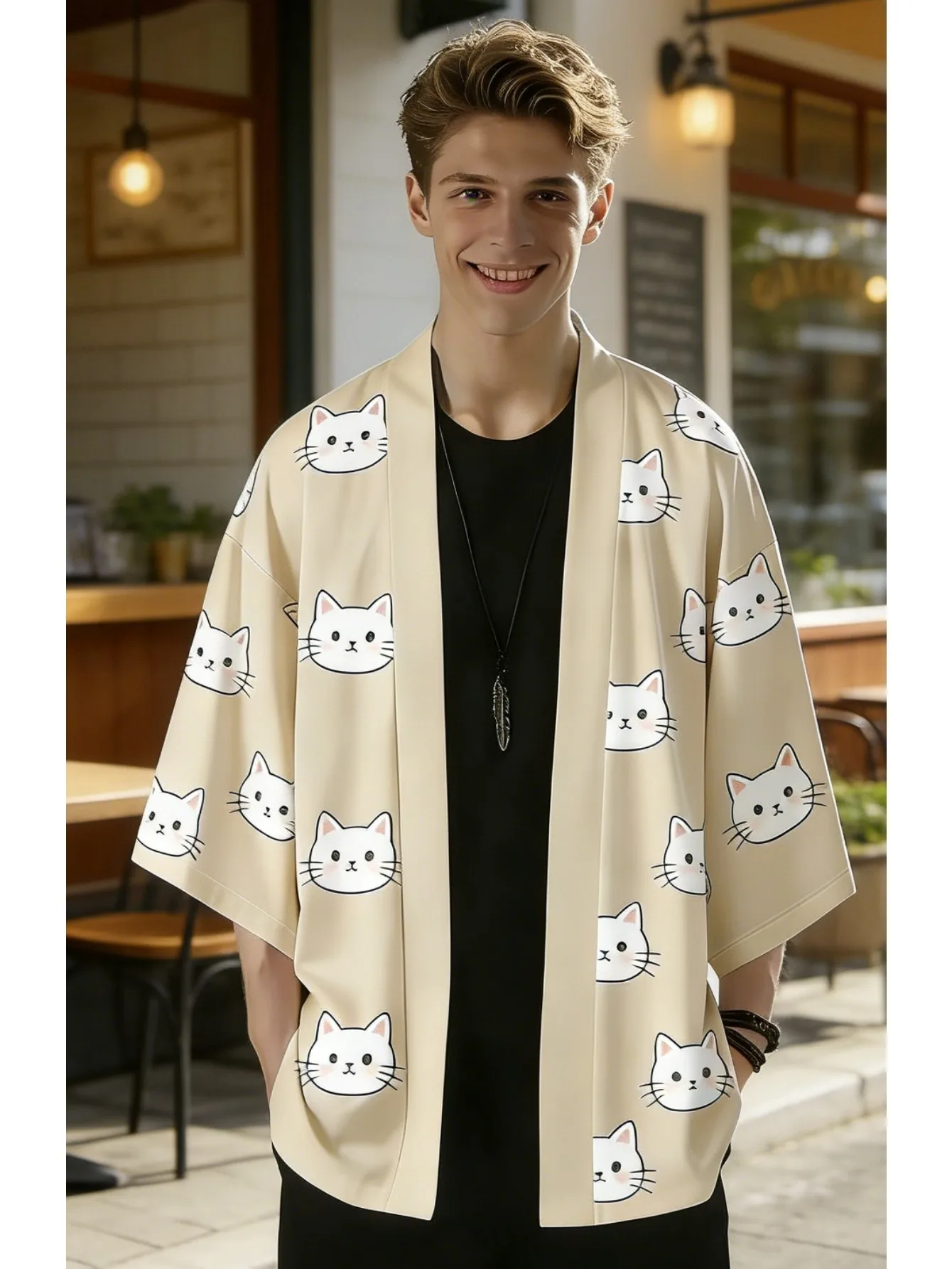 2026 Summer New Men's Kimono with 3D Cartoon Cat Pattern Print - Fashionable Outdoor Comfortable Lightweight Soft
2026 Summer New Men's Kimono with 3D Cartoon Cat Pattern Print - Fashionable Outdoor Comfortable Lightweight Soft
