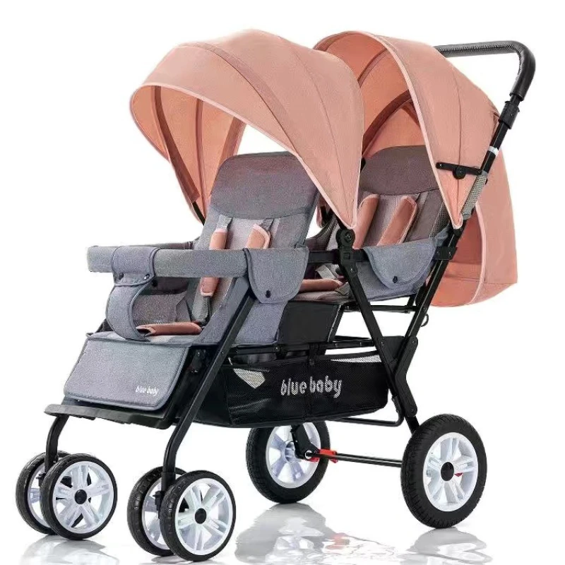 Twin strollers can sit and lie down and fold lightly
Twin strollers can sit and lie down and fold lightly