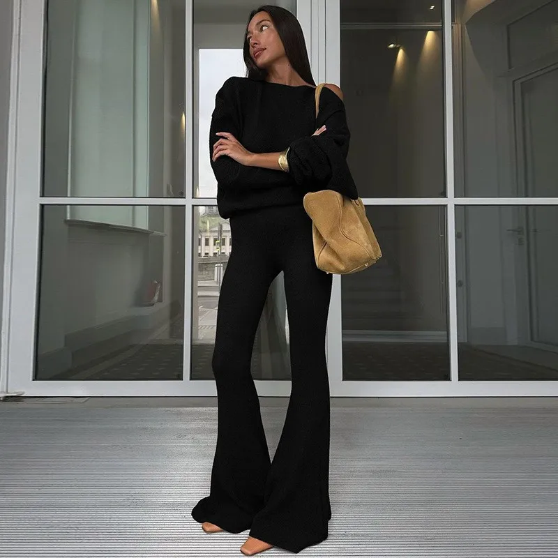 Autumn Women's Solid Color 2-Piece Fashion One Shoulder Long Sleeve Top+High Waist Slim Flared Pants Conjuntos De Pantalones
Autumn Women's Solid Color 2-Piece Fashion One Shoulder Long Sleeve Top+High Waist Slim Flared Pants Conjuntos De Pantalones
