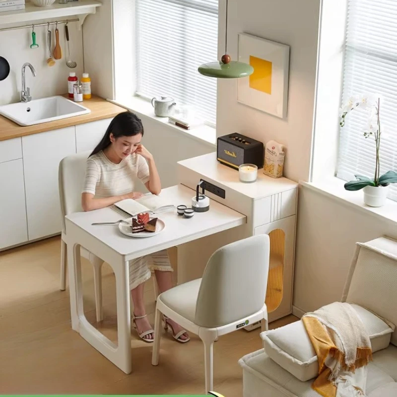 Dining table integrated household retractable small apartment French cream style rock slab multi-functional wall solid
Dining table integrated household retractable small apartment French cream style rock slab multi-functional wall solid