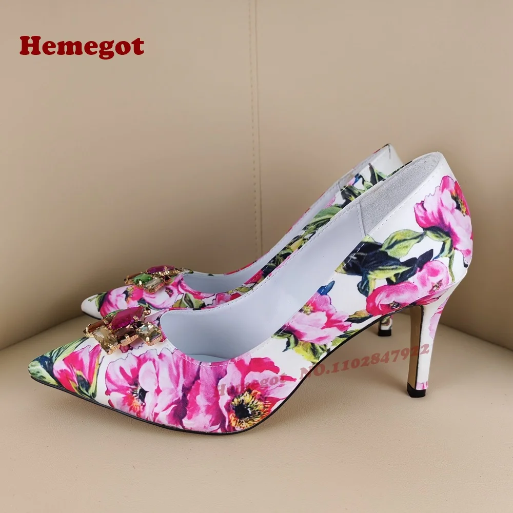 Print Flower Gemstone Pumps Pointy Toe Stiletto Heels Shallow Women's Pumps Colorful Crystals Sexy Elegant Shoes 2025 New Luxury
Print Flower Gemstone Pumps Pointy Toe Stiletto Heels Shallow Women's Pumps Colorful Crystals Sexy Elegant Shoes 2025 New Luxury