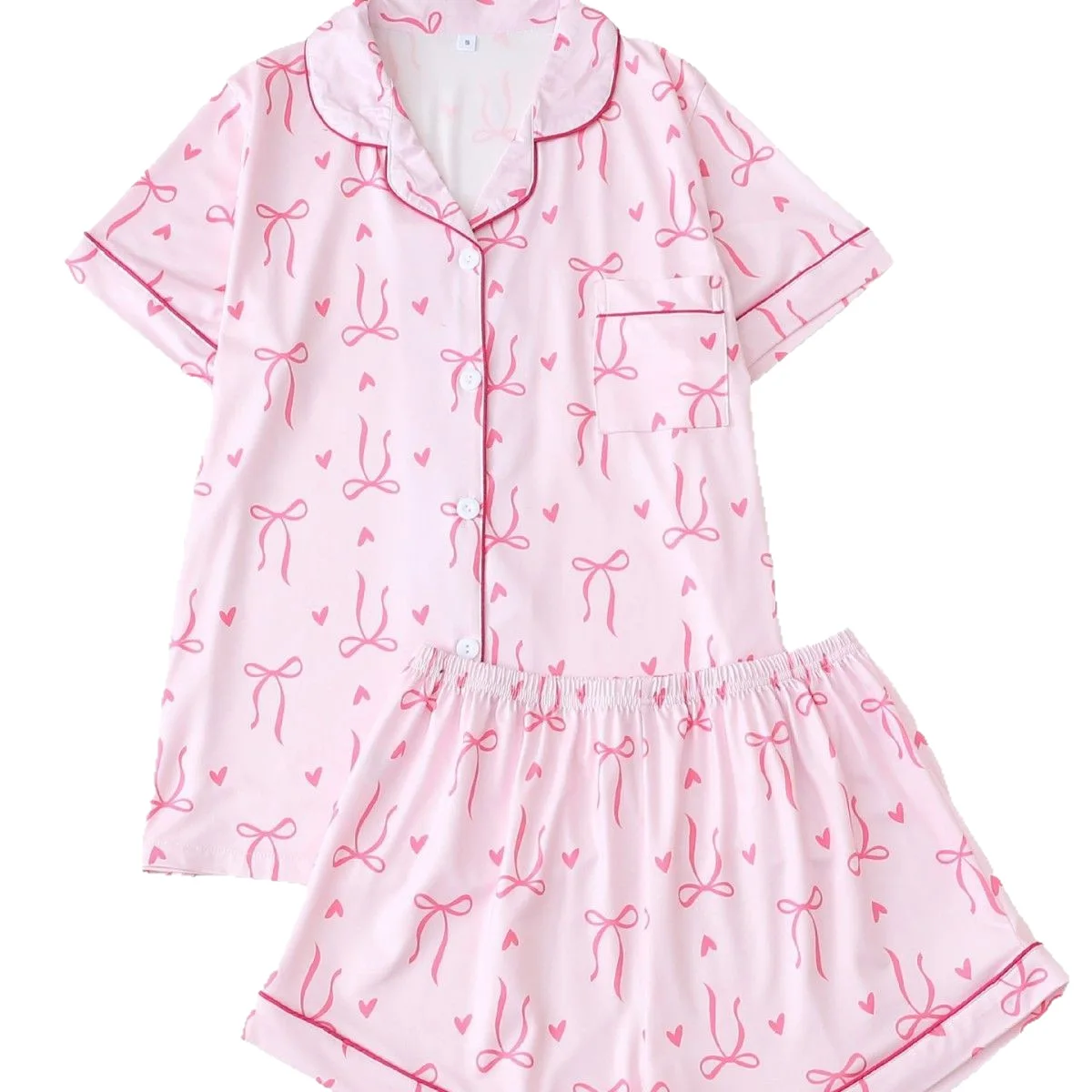 Cute bow style short sleeved shorts pajamas for women's casual home wear pjamas for women
Cute bow style short sleeved shorts pajamas for women's casual home wear pjamas for women