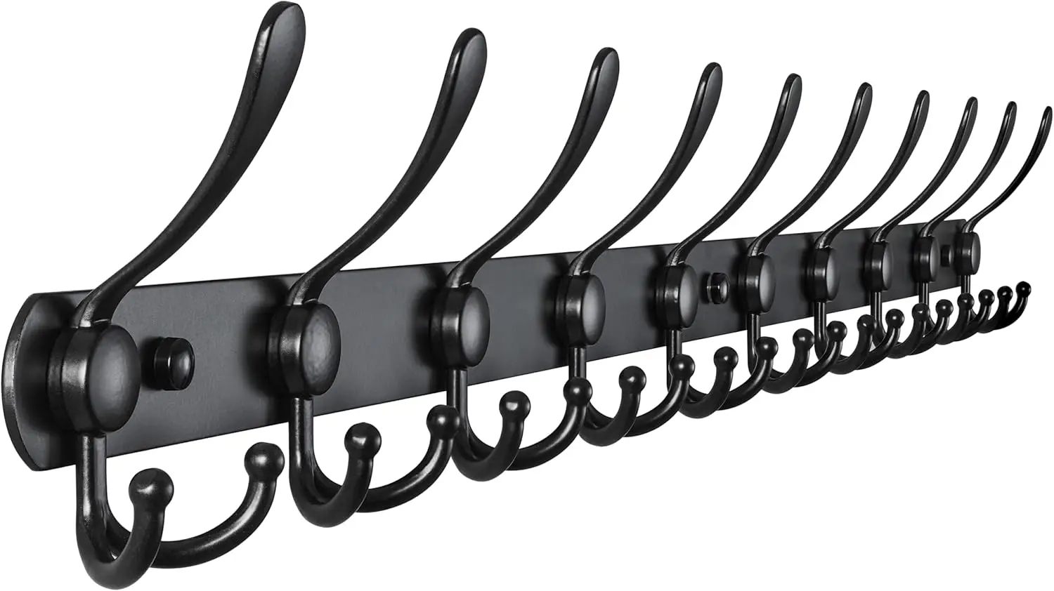 38-Inch Heavy Duty Wall Mount Coat Rack with 10 Tri-Hooks for Coats, Hats, and Clothing in Black
38-Inch Heavy Duty Wall Mount Coat Rack with 10 Tri-Hooks for Coats, Hats, and Clothing in Black