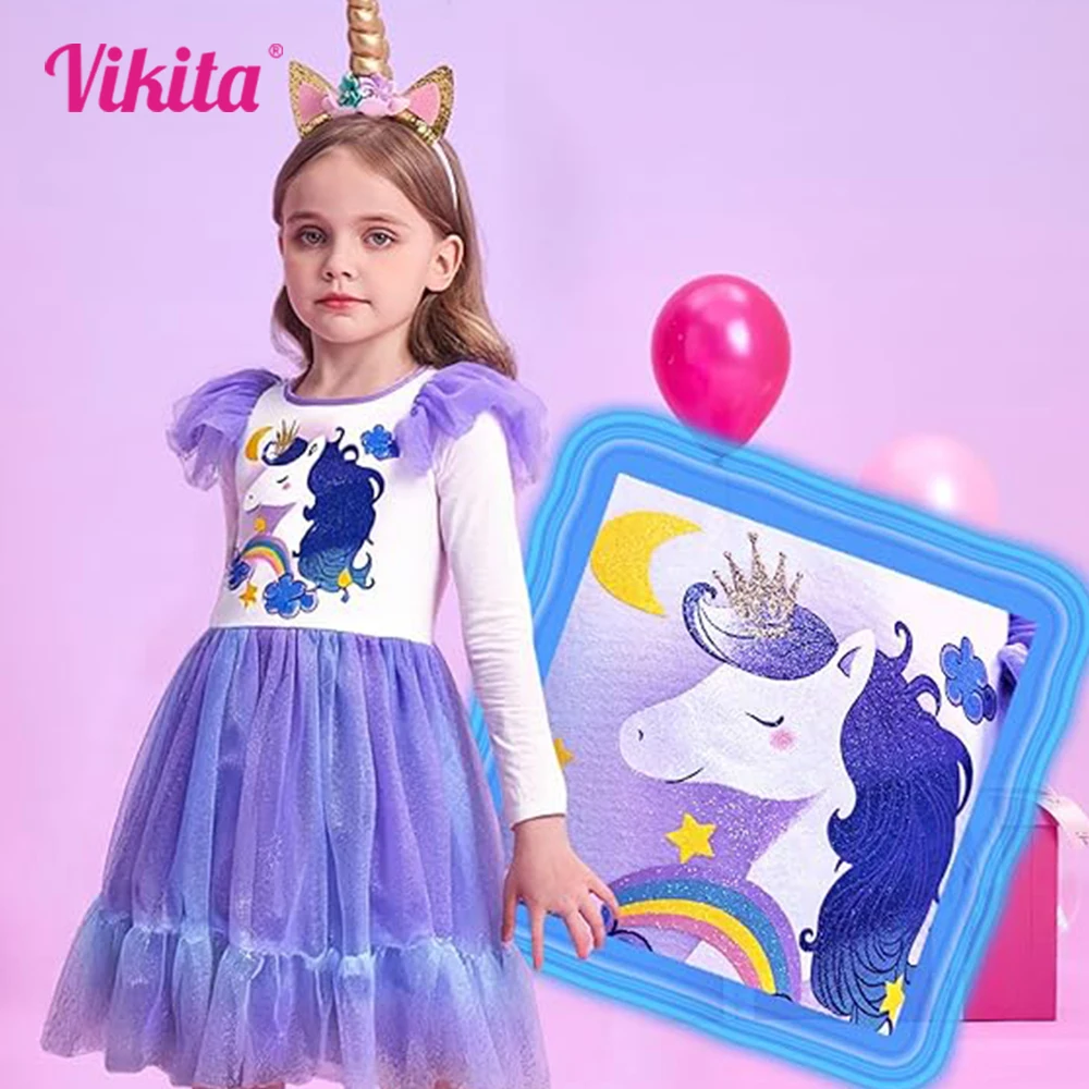 VIKITA Kids Purple Gradient Unicorn Rainbow Print Long Sleeve Tulle Mesh Dresses Girls Birthday Party Vacation Princess Frocks
VIKITA Kids Purple Gradient Unicorn Rainbow Print Long Sleeve Tulle Mesh Dresses Girls Birthday Party Vacation Princess Frocks