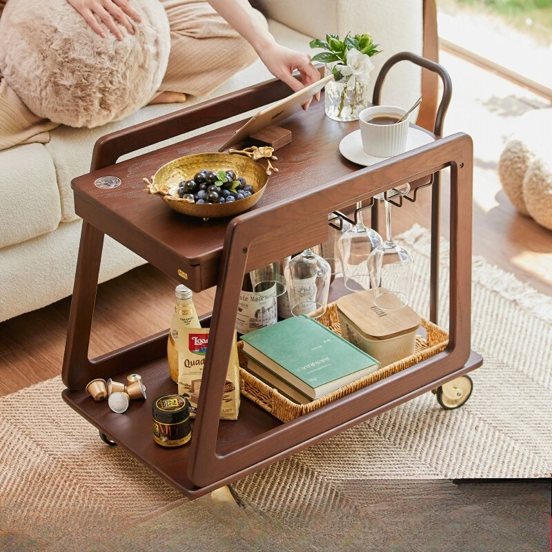 Solid wood movable dining car household living room small apartment sofa side a few snacks cup rack
Solid wood movable dining car household living room small apartment sofa side a few snacks cup rack