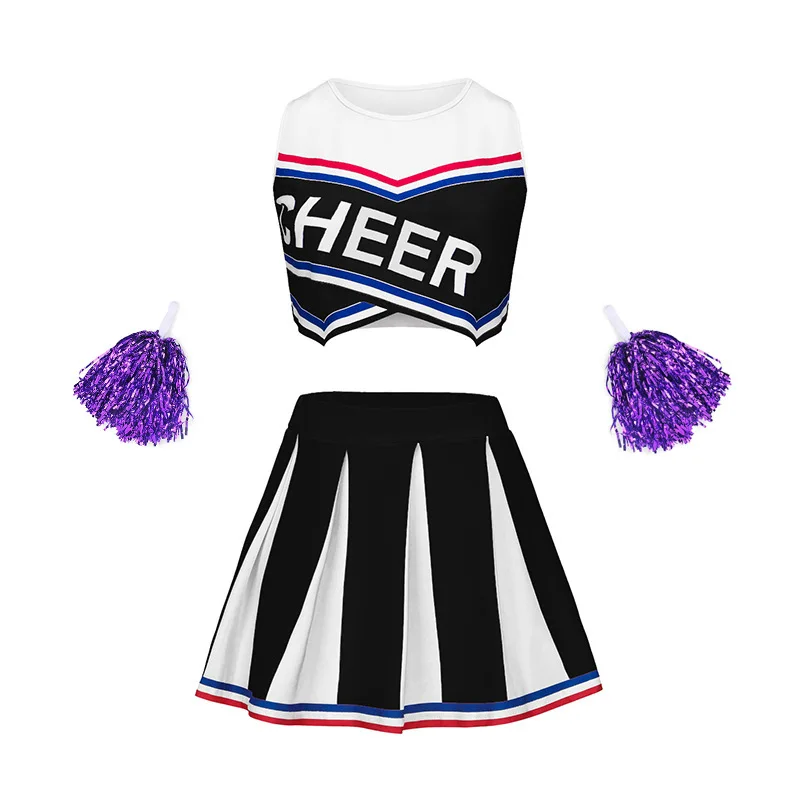 Women's cheerleading uniform, crop top, pleated short skirt, "CHEER" lettering, Halloween party, cosplay, school sports, perform
Women's cheerleading uniform, crop top, pleated short skirt, "CHEER" lettering, Halloween party, cosplay, school sports, perform