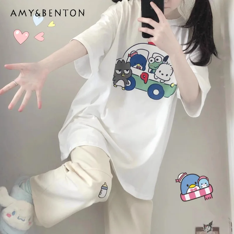 Summer New Original Homemade Japanese Cute Black and White Loose Versatile Shoulder Cartoon Printed T-Shirt Short Sleeves Girls
Summer New Original Homemade Japanese Cute Black and White Loose Versatile Shoulder Cartoon Printed T-Shirt Short Sleeves Girls