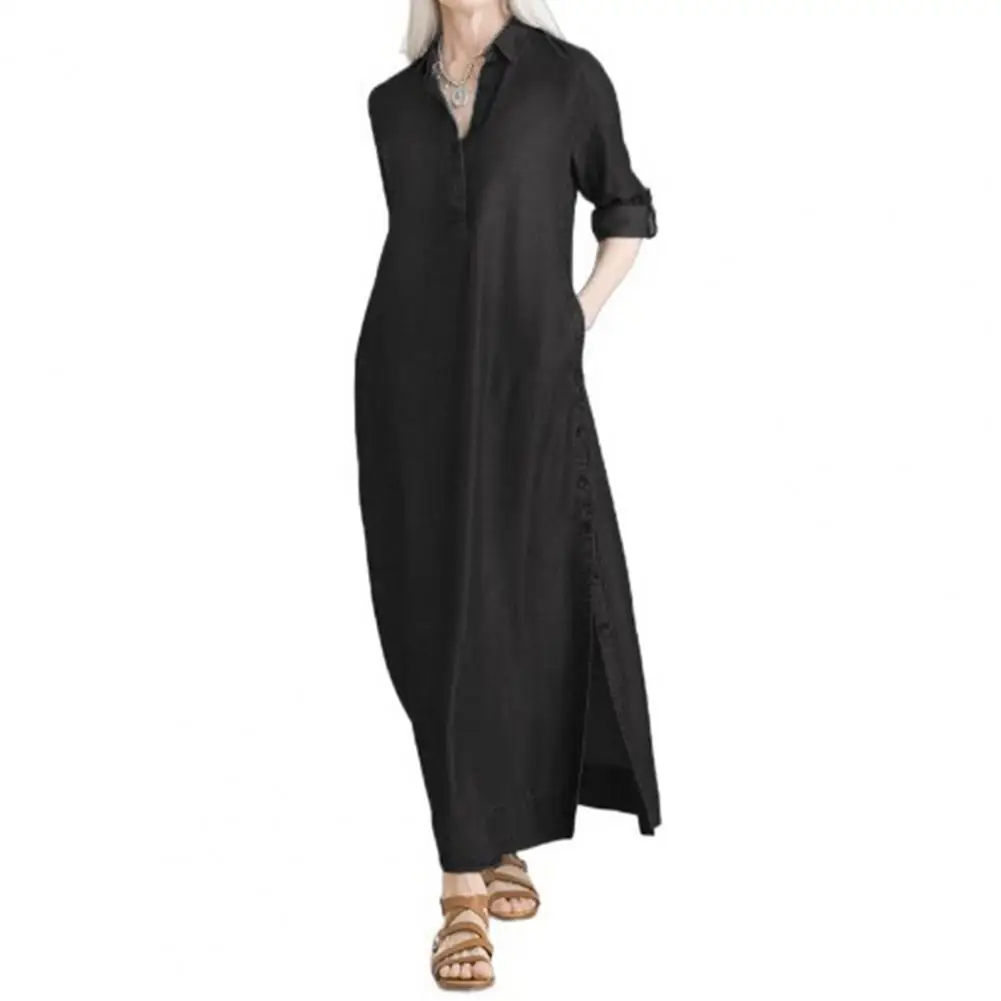 Women Denim Dress Stylish Women's Denim Maxi Dress with Pockets Split Hem Plus Size Button Up V Neck Long Dress for Casual Wear
Women Denim Dress Stylish Women's Denim Maxi Dress with Pockets Split Hem Plus Size Button Up V Neck Long Dress for Casual Wear
