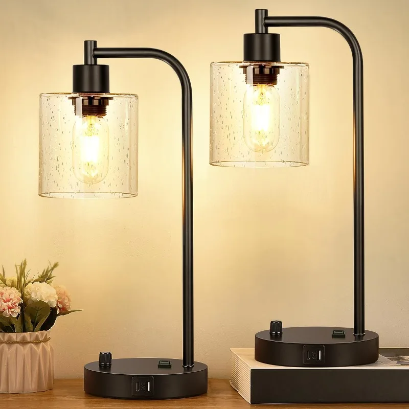 Set of 2 Industrial Table Lamps with 2 USB Port, Fully Stepless Dimmable Bedside Lamps for bedrooms, Nightstand Desk Lamp with S
Set of 2 Industrial Table Lamps with 2 USB Port, Fully Stepless Dimmable Bedside Lamps for bedrooms, Nightstand Desk Lamp with S