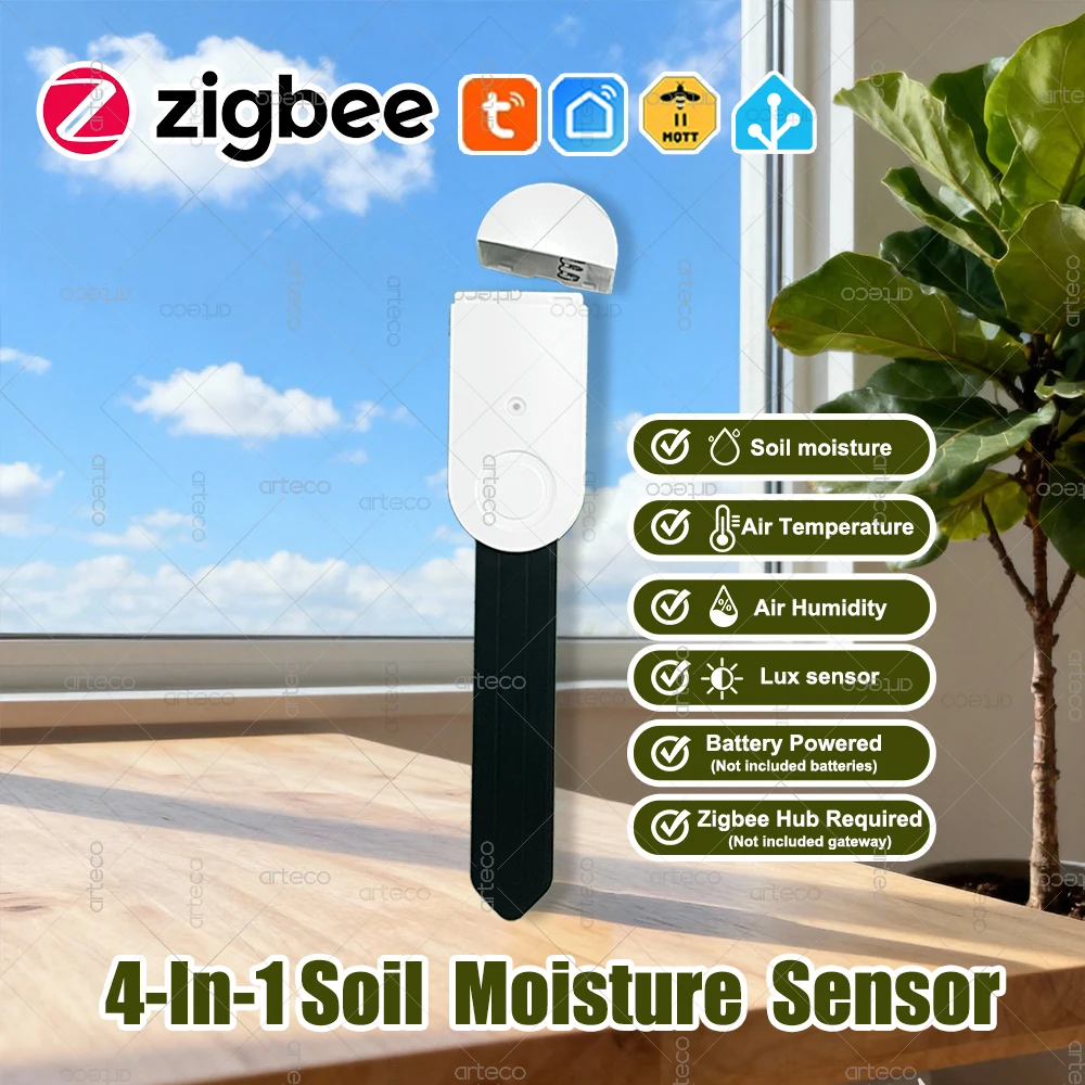 Zigbee Smart Soil Moisture Sensor,illuminance Temperature Humidity Detector Moisture Tester For Tuya Home Assistant Zigbee2MQTT
Zigbee Smart Soil Moisture Sensor,illuminance Temperature Humidity Detector Moisture Tester For Tuya Home Assistant Zigbee2MQTT